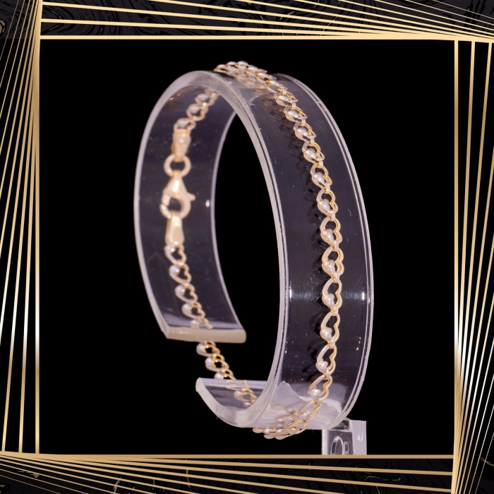 B342 Złota bransoletka z serduszkami. 585