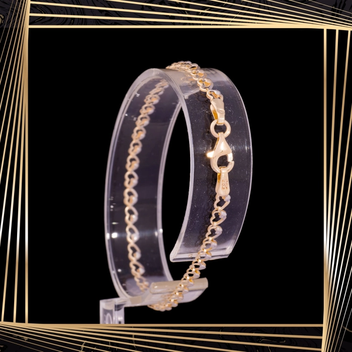 B342 Złota bransoletka z serduszkami. 585