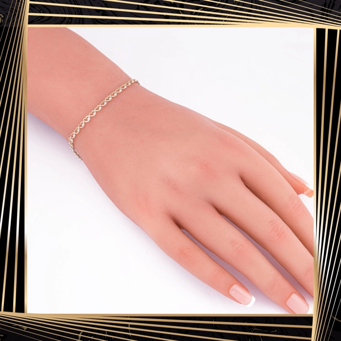 B342 Złota bransoletka z serduszkami. 585